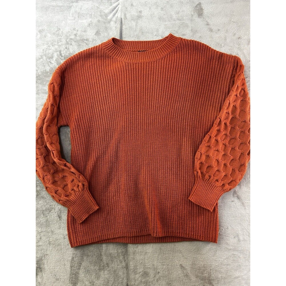 PrettyGarden Womens XL Burnt Orange Chunky Knit Sweater Bubble Sleeve
